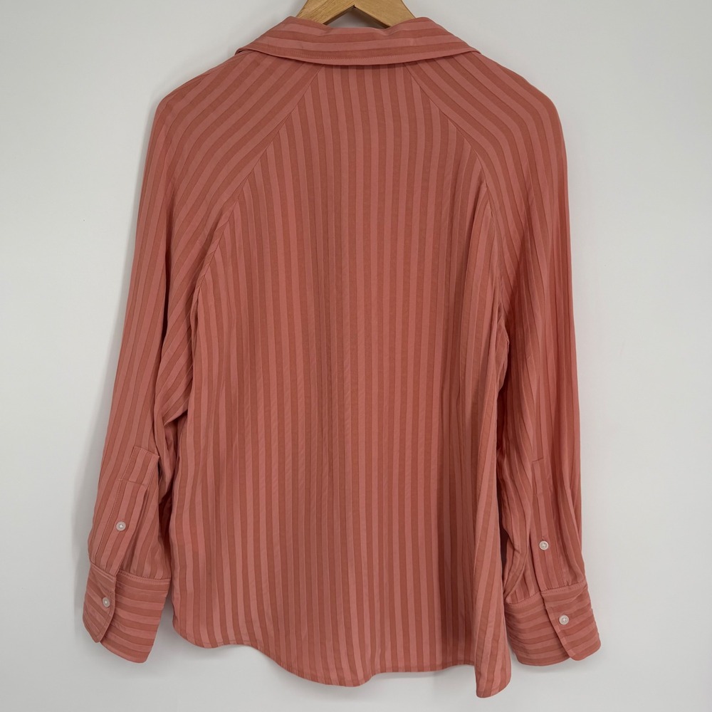 Everlane City Stripe Shirt Pink Tonal Stripe Button Down Raglan Sleeve Rose 10 - Picture 3 of 10